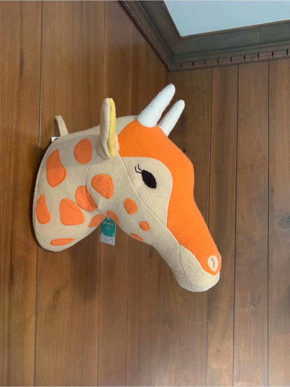Pillowfort Orange and Cream Plush Giraffe Wall Head